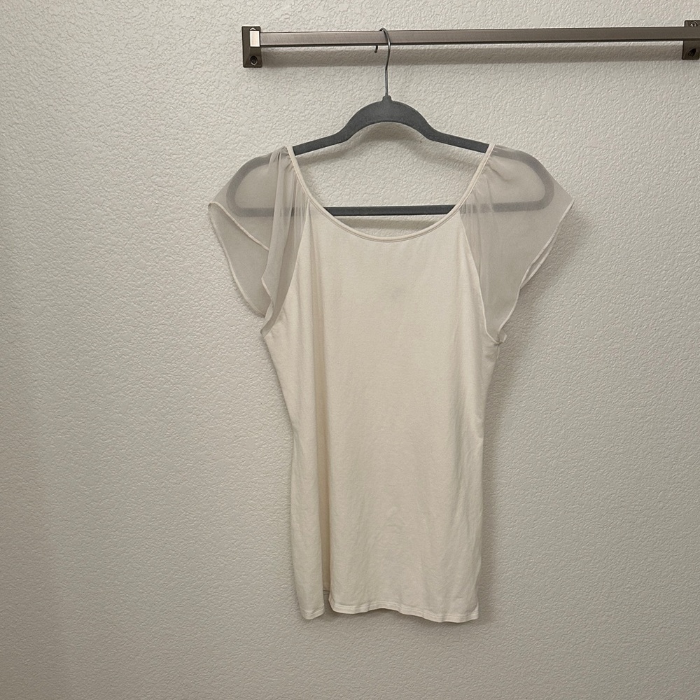 Express Cream Sheer Sleeve Blouse